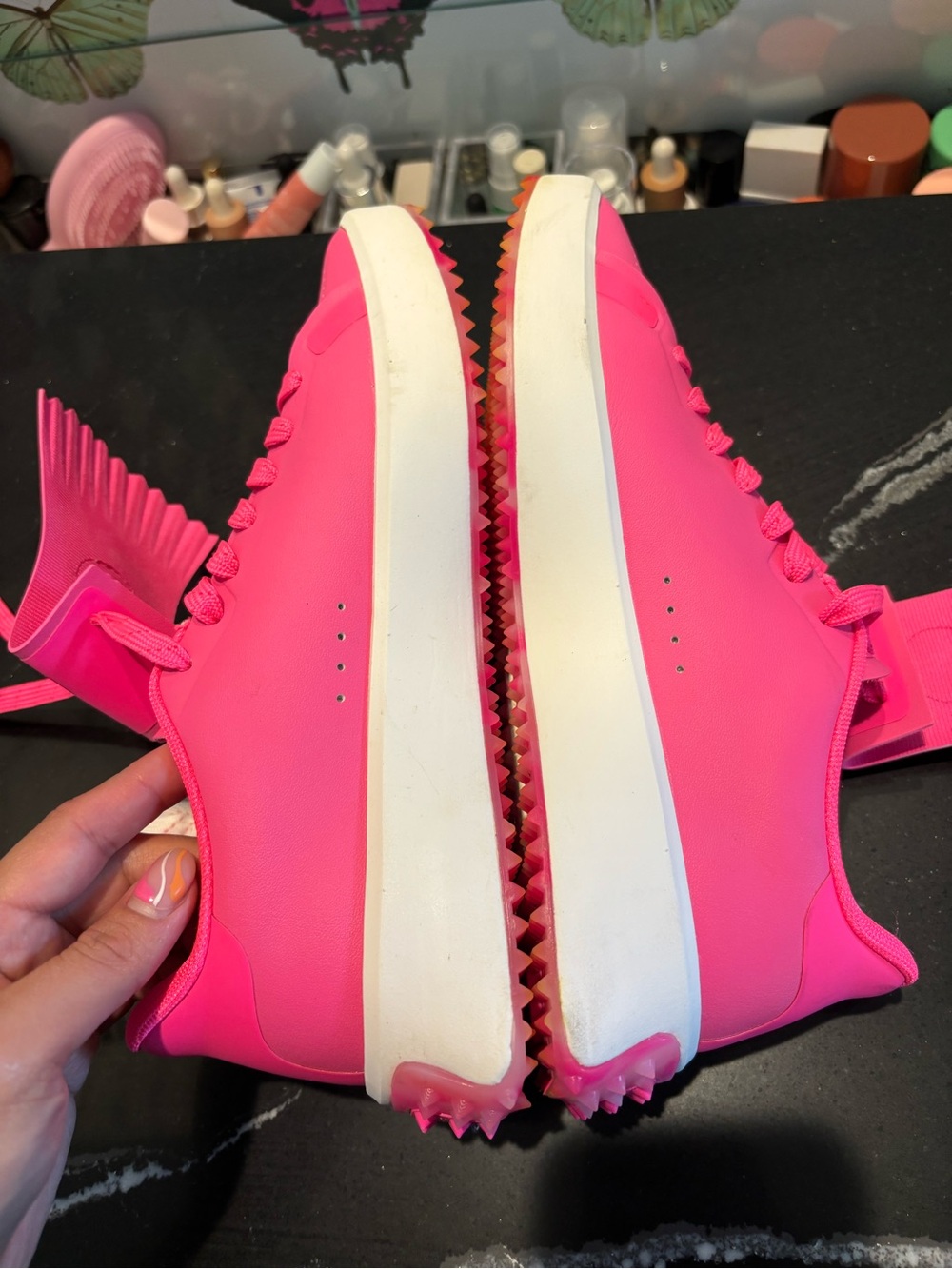 G/FORE Bright Hot Pink Fringe Kiltie Lace-Up Sneakers - Picture 5 of 6